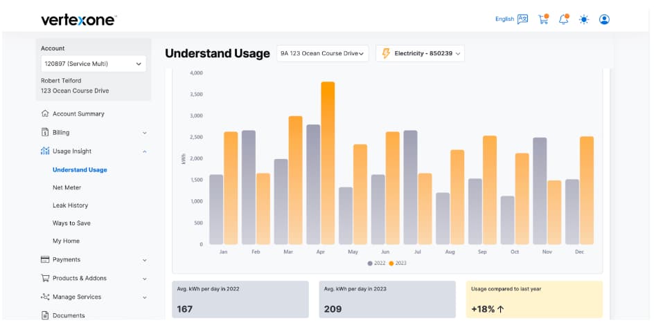 screenshot of vertex one customer engagement software